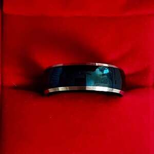 Classic Design Polished Blue with Silver Accents 6mm Band Size 12
